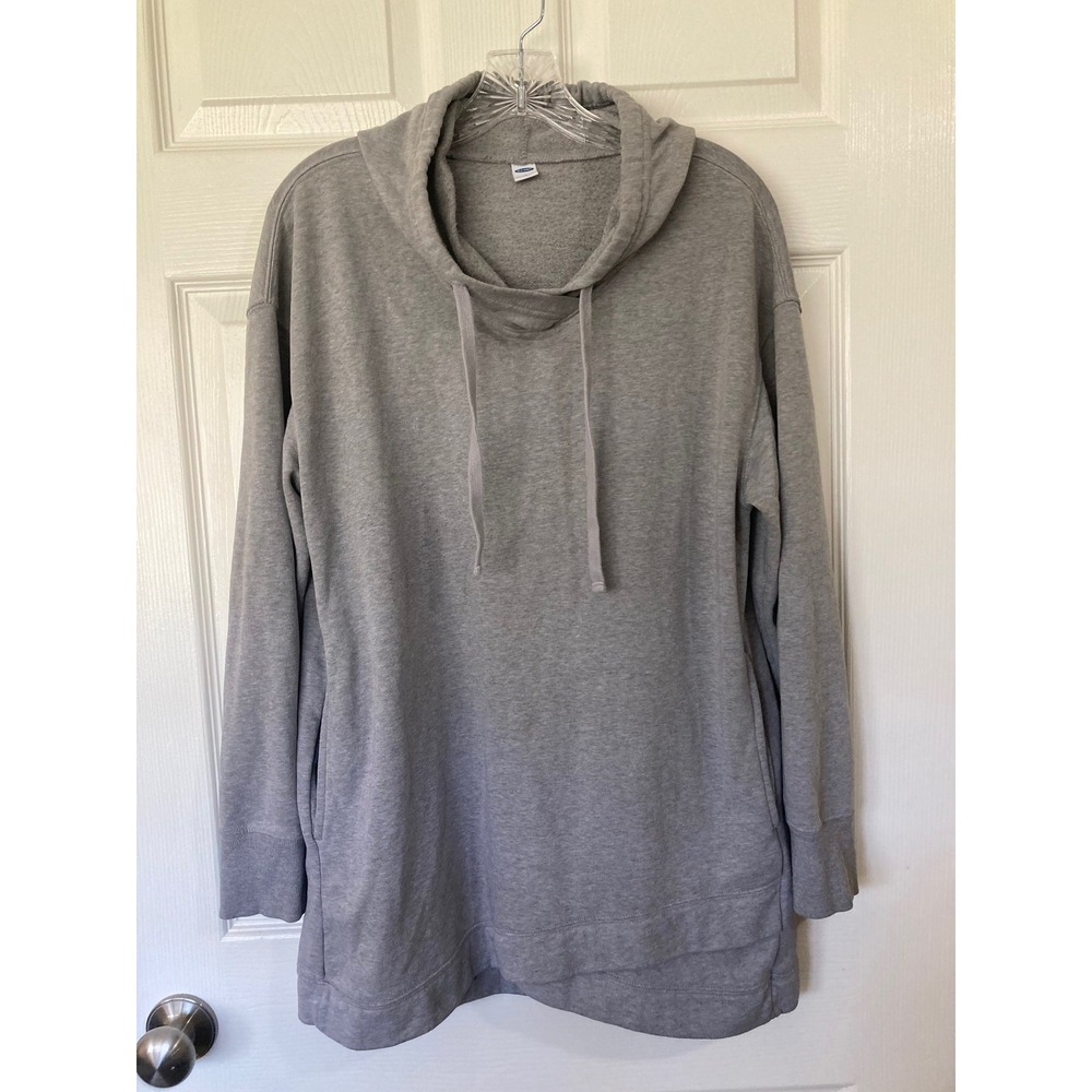 Old Navy Tunic Hoodie Grey Large Oversized Cowl Neck Pockets Athleisure